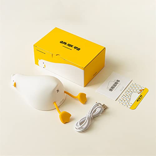 WLHONG Lying Flat Duck Night Light, Cute Light Up Duck,LED Silicone Bedside Lamp,Touch Control Dimmable Rechargeable Baby Night Lights for Breastfeeding Bedroom Baby Room Decor Kids Women Gift