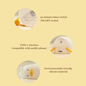 WLHONG Lying Flat Duck Night Light, Cute Light Up Duck,LED Silicone Bedside Lamp,Touch Control Dimmable Rechargeable Baby Night Lights for Breastfeeding Bedroom Baby Room Decor Kids Women Gift