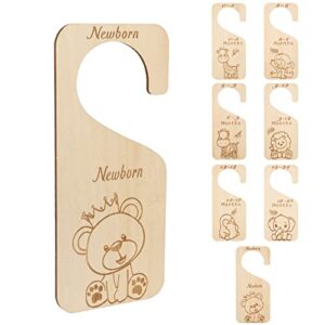 bowinr wooden baby closet dividers set of 7 baby clothes organizer baby double-sided closet organizer cute woodland animal theme nursery decor neutral from newborn to 24 months