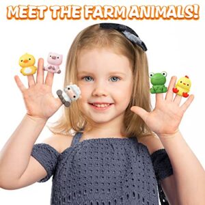 Learning Toys for Toddlers 1 2 3 Years Old, 20 Pcs Farm Animal Finger Puppets & Barn Toy for Kids, Montessori,Counting,Matching & Color Sorting Set, Christmas Birthday Gift for Baby Boys Girls