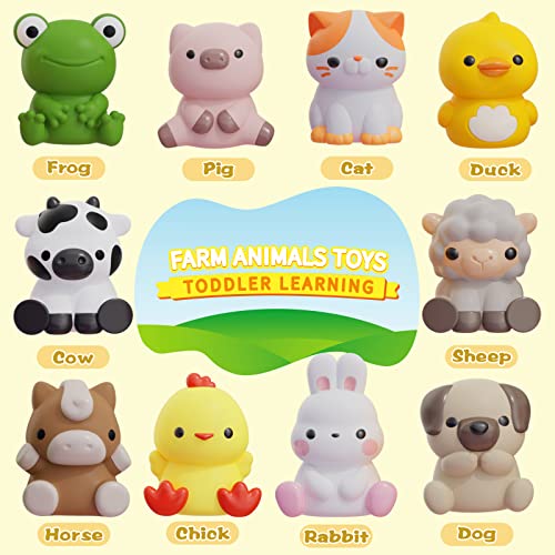 Learning Toys for Toddlers 1 2 3 Years Old, 20 Pcs Farm Animal Finger Puppets & Barn Toy for Kids, Montessori,Counting,Matching & Color Sorting Set, Christmas Birthday Gift for Baby Boys Girls