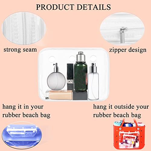 Genovega 3 Packs Clear Inner Bags for Boag Bag Rubber Beach Tote Bag, Hole Insert Bag Organizer Storage, Waterproof Zipper Pouch for Women Cruise Trip Pool Swim Essentials Stuff Travel Vacation Necessities