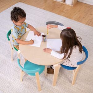 ECR4Kids Bentwood Round Table and Curved Back Chair Set, Kids Furniture, Contemporary, 5-Piece