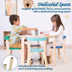 ECR4Kids Bentwood Round Table and Curved Back Chair Set, Kids Furniture, Contemporary, 5-Piece