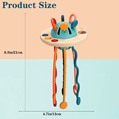 Baby Toys 6-12-18 Months, Sensory Montessori Toys for Babies 6 7 8 9 10 12 Months Busy Car Ride Travel Toys for Toddlers 1-3 Soft Silicone Pull String First Birthday Gifts for 1-3 Year Old Girl Boy