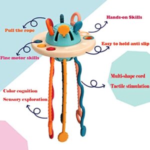 Baby Toys 6-12-18 Months, Sensory Montessori Toys for Babies 6 7 8 9 10 12 Months Busy Car Ride Travel Toys for Toddlers 1-3 Soft Silicone Pull String First Birthday Gifts for 1-3 Year Old Girl Boy