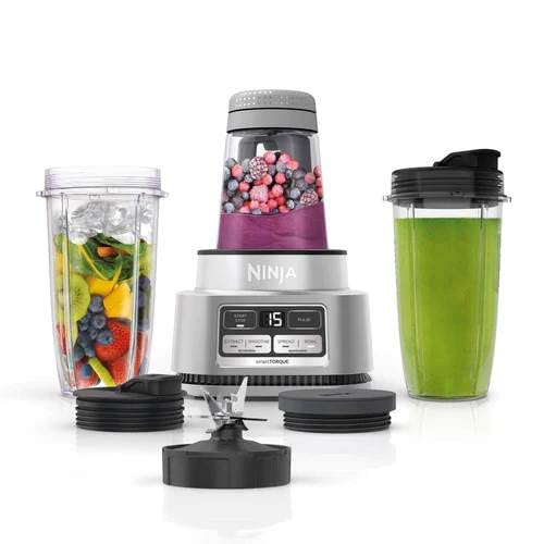 Ninja SS101 Foodi Shakes and Nutrient Extractor Machine* smartTORQUE 4 Preset Auto-iQ, One Base - Multifunction, RENEWED Silver