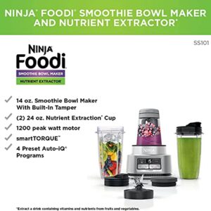 Ninja SS101 Foodi Shakes and Nutrient Extractor Machine* smartTORQUE 4 Preset Auto-iQ, One Base - Multifunction, RENEWED Silver