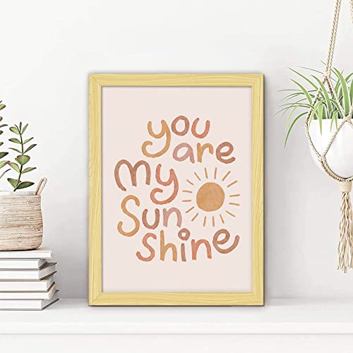 You Are My Sunshine Framed Wall Art Decor 3 Panel 12x16 Inch Heart Rainbow Nursery Boho Kids room Baby Girl Bedroom Decor for Nursery