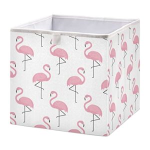 Flamingo Cube Storage Bin Collapsible Storage Bins Waterproof Toy Basket for Cube Organizer Bins for Nursery Toys Kids Books Closet Shelf Office - 15.75x10.63x6.96 in