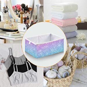 Pink Blue Glitter Cube Storage Bin Collapsible Storage Bins Waterproof Toy Basket for Cube Organizer Bins for Toys Nursery Kids Closet Book Bathroom Office - 11.02x11.02x11.02 in