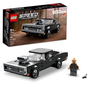 lego speed champions fast & furious 1970 dodge charger r/t 76912, toy muscle car model kit for kids, collectible set with dominic toretto minifigure