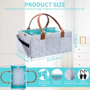 COSIFO Baby Diaper Caddy Organizer with Hook, Diaper Basket Caddy, Nursery Storage Bin Portable Holder Tote Bag with Cover for Changing Table and Car Baby Shower Gifts