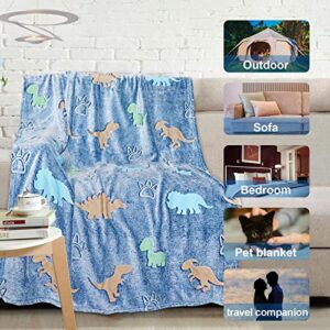 Dinosaur Blanket for Boys , Glow in The Dark Blanket for Kids, Kids Blanket for Boys