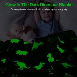 Dinosaur Blanket for Boys , Glow in The Dark Blanket for Kids, Kids Blanket for Boys