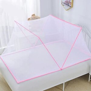 Hztyyier Net Tent Foldable Portable Kid Polyester Bed Curtain Mini Screen Mesh Tent for Baby Kids Students(Pink) Baby Mosquito Nets