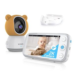 kawa baby monitor, 2k qhd 5'' video baby monitor with camera and audio, no wifi, night vision, video recording & playback, split screen, 2-way talk, temp sensor, 4000mah, 4x zoom, 1000ft range s7