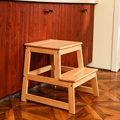 Kids Kitchen Step Stool for Kids with Safety Rail,Solid Wood Construction Toddler Learning Stool Tower, Montessori Toddlers Kitchen Stool (Natural)