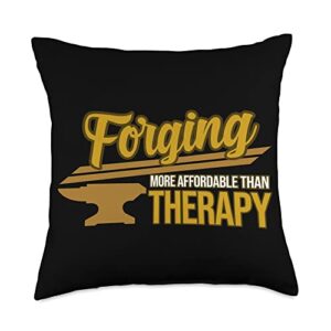 Blacksmithing Forger Blacksmith Forging Graphic Forging is Therapy Blacksmithing Forger Graphic Throw Pillow, 18x18, Multicolor