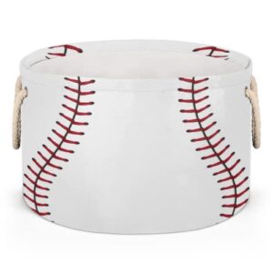 AUUXVA Baseball Lace Round Storage Basket Collapsible Laundry Baskets Cube Storage Boxes Bins For Bedroom Shelf Bathroom Toy Organizer