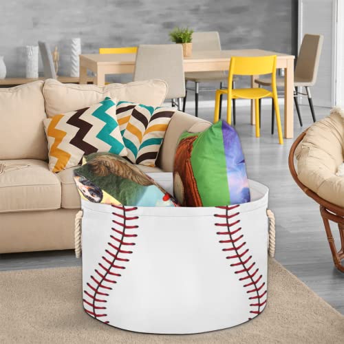 AUUXVA Baseball Lace Round Storage Basket Collapsible Laundry Baskets Cube Storage Boxes Bins For Bedroom Shelf Bathroom Toy Organizer