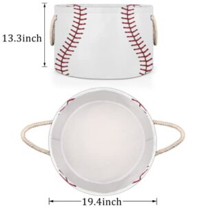 AUUXVA Baseball Lace Round Storage Basket Collapsible Laundry Baskets Cube Storage Boxes Bins For Bedroom Shelf Bathroom Toy Organizer