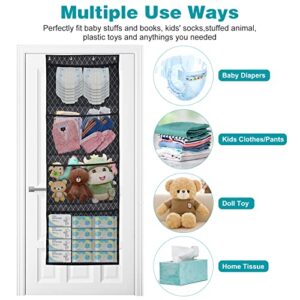 Over The Door Storage with LED Light,Stuffed Animal Storage Hanging Organizer for Plush and Squishy Toys,Animals Storage Bags for Kids Bedroom/Living-Room/Closet with Breathable Net Hanging Holder