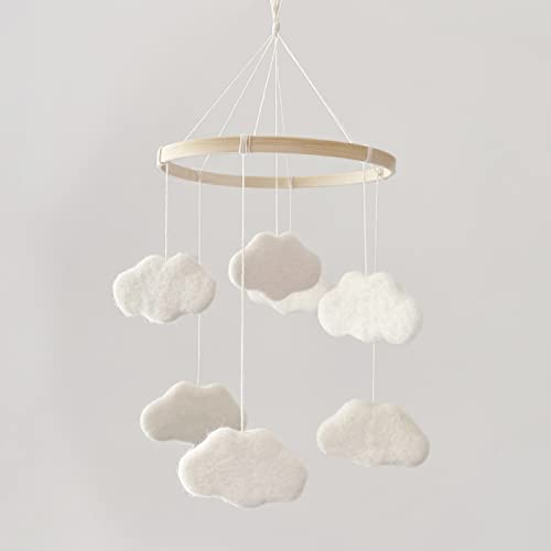 Baby Mobile for Crib - Boho Crib Mobile - Felt Cloud Mobile - Gender Neutral Baby Mobile - Boho Nursery Decor - Crib Mobile for Girls, Boys - Mobile for Bassinet, Pack N Play - Cloud