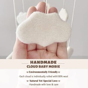 Baby Mobile for Crib - Boho Crib Mobile - Felt Cloud Mobile - Gender Neutral Baby Mobile - Boho Nursery Decor - Crib Mobile for Girls, Boys - Mobile for Bassinet, Pack N Play - Cloud