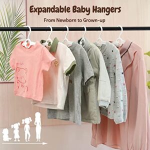 HOUÍSM Baby Hangers Adjustable for Nursery, 20Pack Cream White Baby Clothes Hangers, Cascading Fox Rack for Newborn Infant Toddler Child Closet, Boy Girl Connecting Bottom Hangers with Coat & Pants