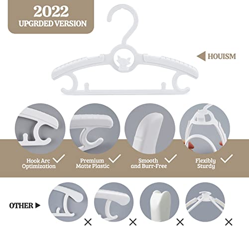 HOUÍSM Baby Hangers Adjustable for Nursery, 20Pack Cream White Baby Clothes Hangers, Cascading Fox Rack for Newborn Infant Toddler Child Closet, Boy Girl Connecting Bottom Hangers with Coat & Pants