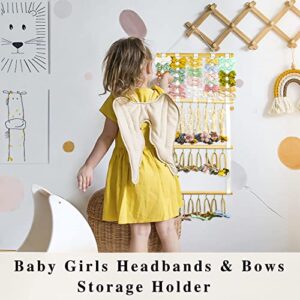 HMSOFTEST Headband Holder Hair Bow Organizer for Girls, Hanging Baby Girls Bows Accessories Storage Organizer Rack Newborn Hair Clips Holder Home Decor for Wall, Door, Room, Closet (White)