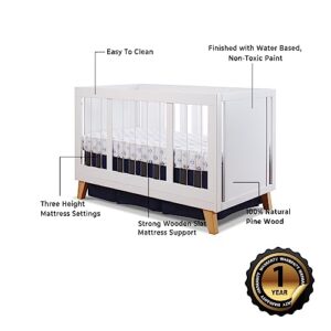 Sorelle Furniture Uptown Panel Crib, Modern Wood and Clear Acrylic Baby Crib, Made of Wood and Easy to Clean Acrylic, Non-Toxic Finish, Contemporary Baby Bed-Weathered Gray