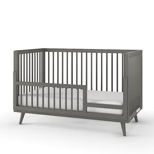 Child Craft Cranbrook 4 in 1 Convertible Crib, Mid Century Modern Baby Crib Converts to Day Bed, Toddler Bed and Full Size Bed, 3 Adjustable Mattress Positions