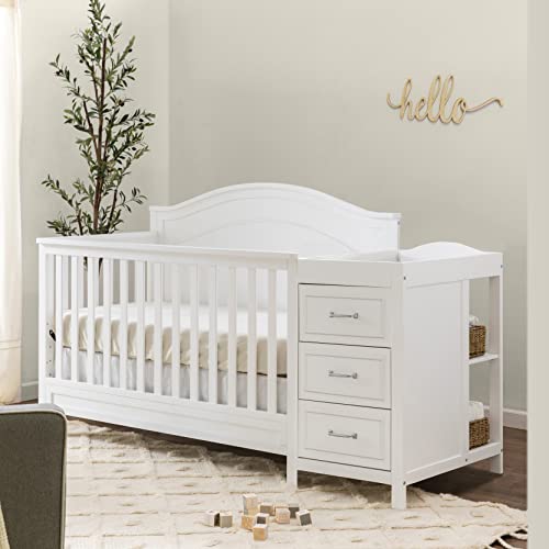 DaVinci Charlie 4-in-1 Convertible Crib and Changer Combo in White