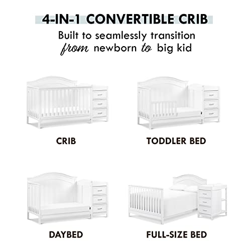 DaVinci Charlie 4-in-1 Convertible Crib and Changer Combo in White