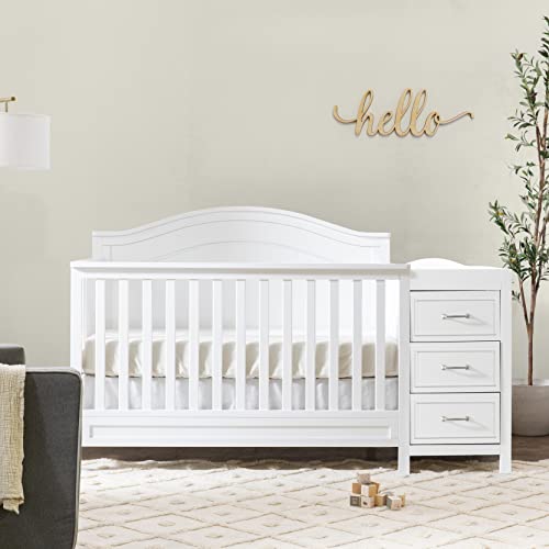 DaVinci Charlie 4-in-1 Convertible Crib and Changer Combo in White