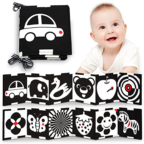 Buauty Baby Toys 0-12 Months Black and White High Contrast Baby Books Sensory Toys Early Education Infant Tummy Time Toys Car Seat Stroller Infant Toys Boys Girls Newborn Gift 0-3-6-12 Months