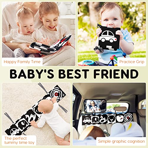 Buauty Baby Toys 0-12 Months Black and White High Contrast Baby Books Sensory Toys Early Education Infant Tummy Time Toys Car Seat Stroller Infant Toys Boys Girls Newborn Gift 0-3-6-12 Months