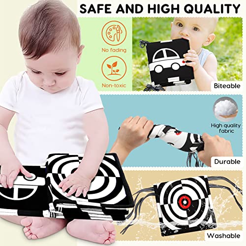 Buauty Baby Toys 0-12 Months Black and White High Contrast Baby Books Sensory Toys Early Education Infant Tummy Time Toys Car Seat Stroller Infant Toys Boys Girls Newborn Gift 0-3-6-12 Months