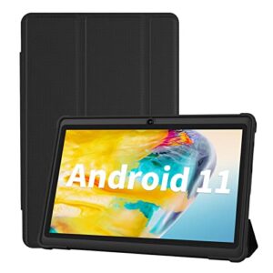 volentex tablet 7 inch android 11 32gb storage (expandable 128gb) 2gb ram , quad core processor tablet pc, dual camera, wifi, type c, include leather case (black)