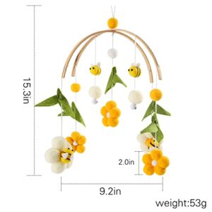Baby Mobile for Crib Crib Nursery Mobile for Boys Girls Boho Bee Flower Nursery Decor Soothe Toy Baby Shower Set for Infant Bedroom Hanging Decoration Toy(Bee)