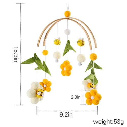 Baby Mobile for Crib Crib Nursery Mobile for Boys Girls Boho Bee Flower Nursery Decor Soothe Toy Baby Shower Set for Infant Bedroom Hanging Decoration Toy(Bee)