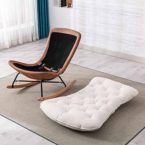 ZETZU Upholstered Rocking Chair Comfy Oversized Glider Rocker for Nursery and Bedroom Lounge Reading Napping, Beige Cushioned, 40D x 32.3W x 34.2H in