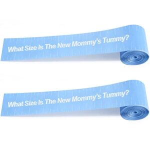 2 rolls 2 inch x 150 feet baby shower measuring tape tummy measure belly game paper belly measuring tape for baby shower party decorations supplies (sky blue)