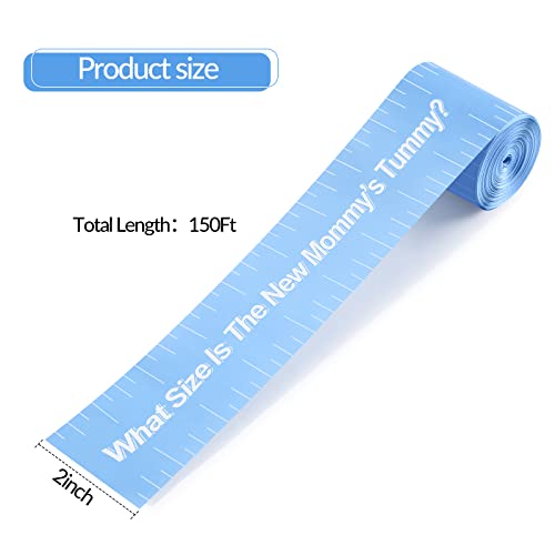 2 Rolls 2 Inch x 150 Feet Baby Shower Measuring Tape Tummy Measure Belly Game Paper Belly Measuring Tape for Baby Shower Party Decorations Supplies (Sky Blue)