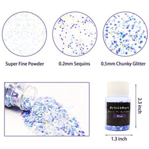 Glow in The Dark Glitter, 12 Colors Chunky Glitter for Tumblers, High Luminous Holographic Glitter for Resin Crafts Epoxy Slime, Cosmetic Grade Nail Glitter Set for Face Body Skin