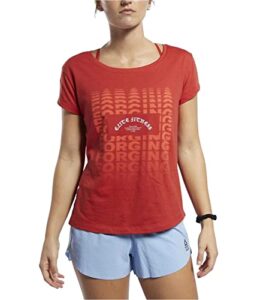 reebok womens forging elite fitness graphic t-shirt, red, x-small