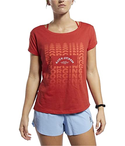 Reebok Womens Forging Elite Fitness Graphic T-Shirt, Red, X-Small