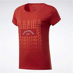 Reebok Womens Forging Elite Fitness Graphic T-Shirt, Red, X-Small